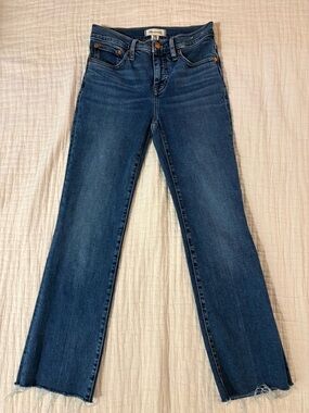 Madewell Dark Blue Flare Jeans with Raw Hem